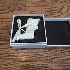 Pandora - 2012 Elegant White Christmas Stocking Ornament - Charm Bag & Box